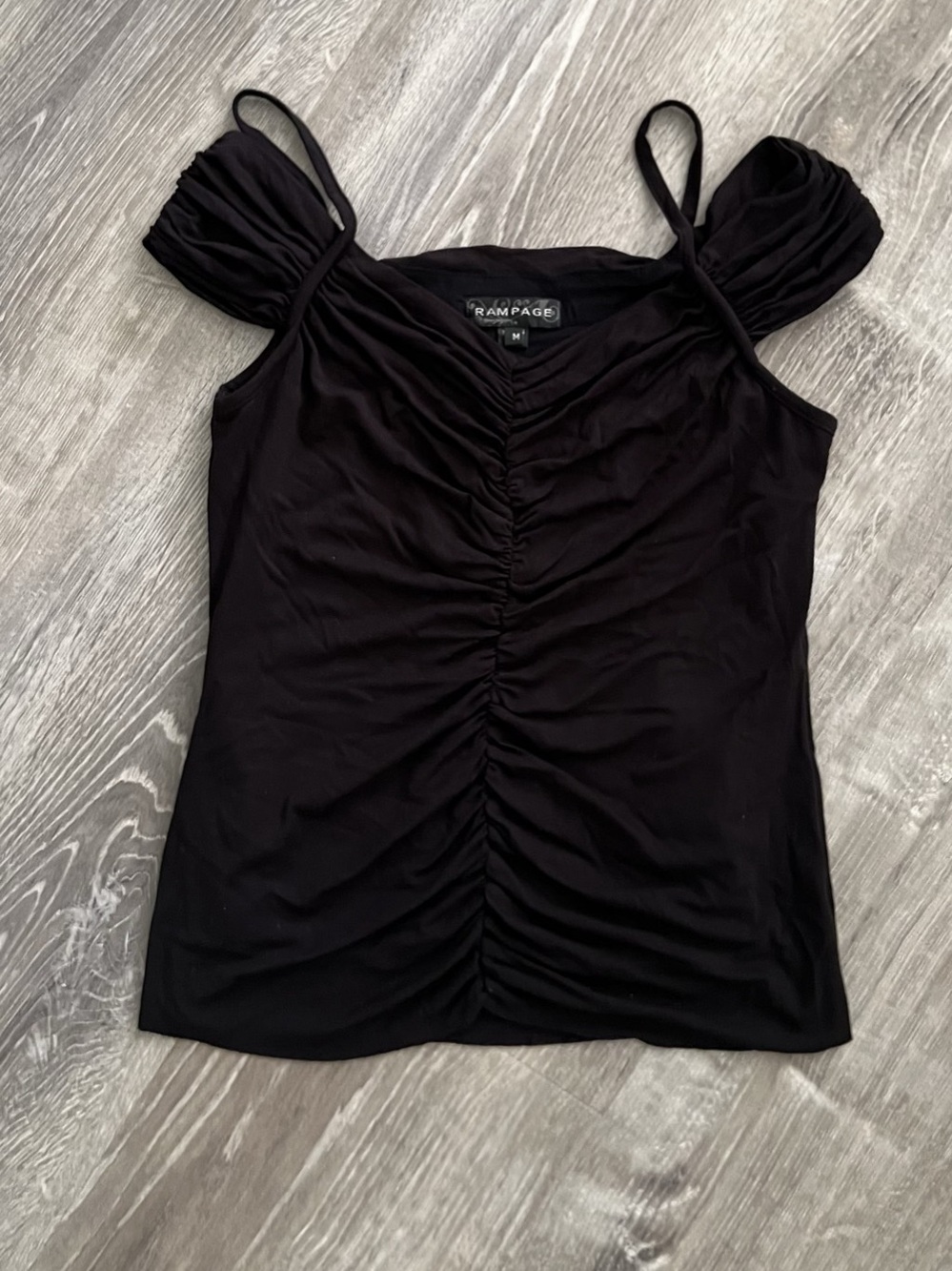 Rampage Black Ruched Spaghetti Strap Top Like New